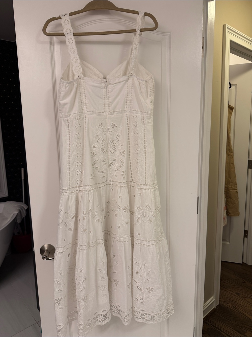 FARM Rio White Eyelet Midi Dress with Scalloped Straps - Picture 8 of 11
